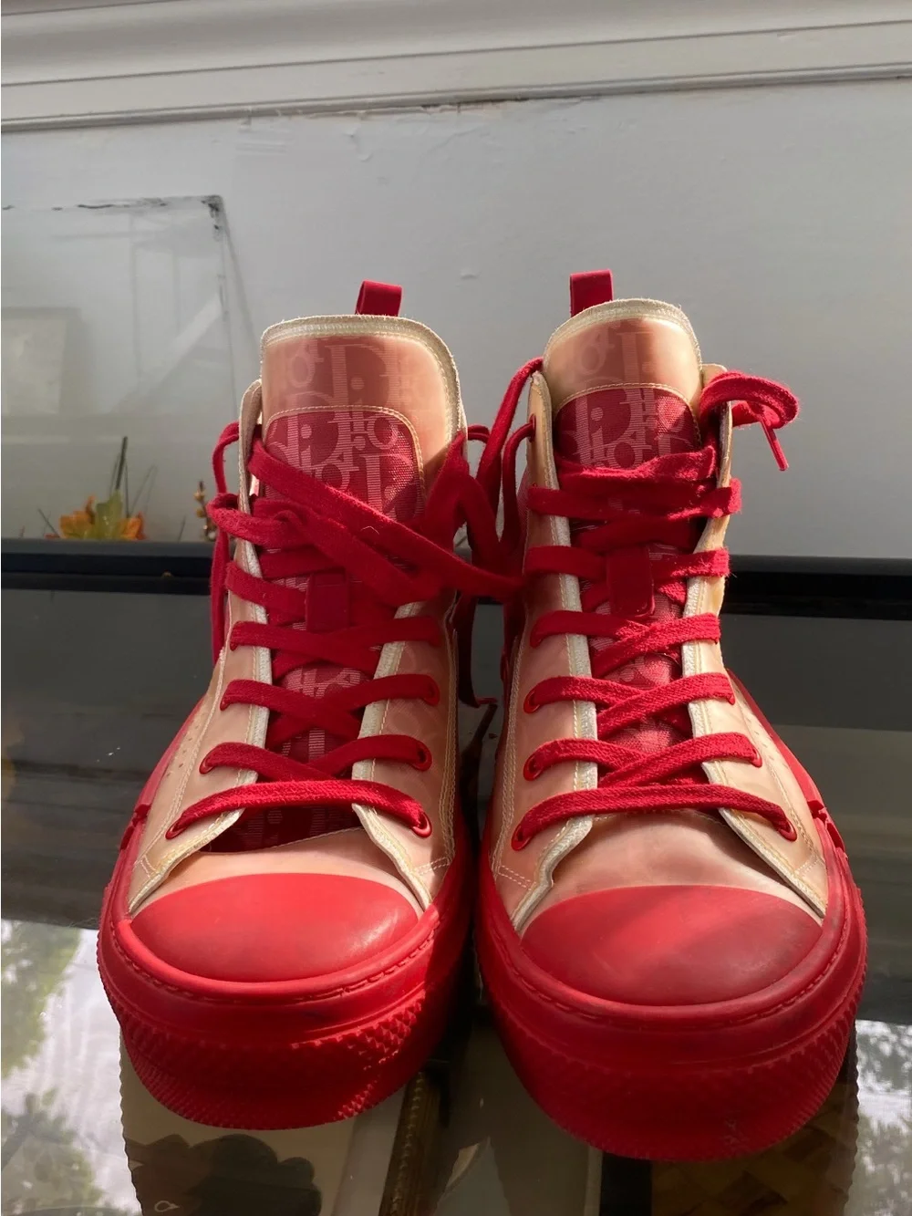Dior Red Transparent High-Top Sneakers
